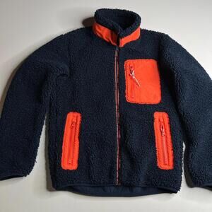 Uniqlo x JW Anderson Fleece Jacket XXS Navy Orange Sherpa Full Zip